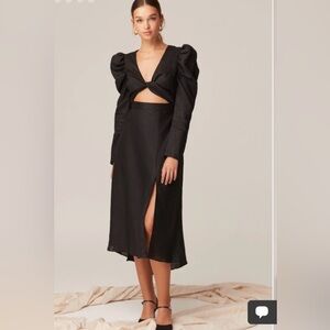 NWT KEEPSAKE Black Linen Midi Dress